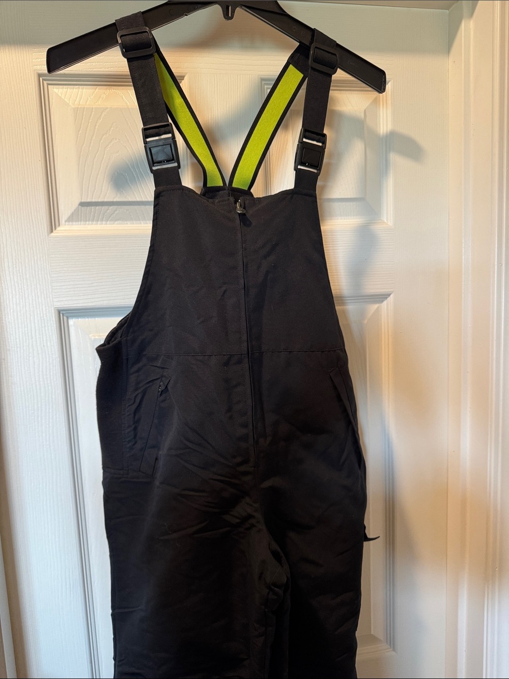 Magellan Outdoors Kids Black Snow Bibs with Neon Lime Straps